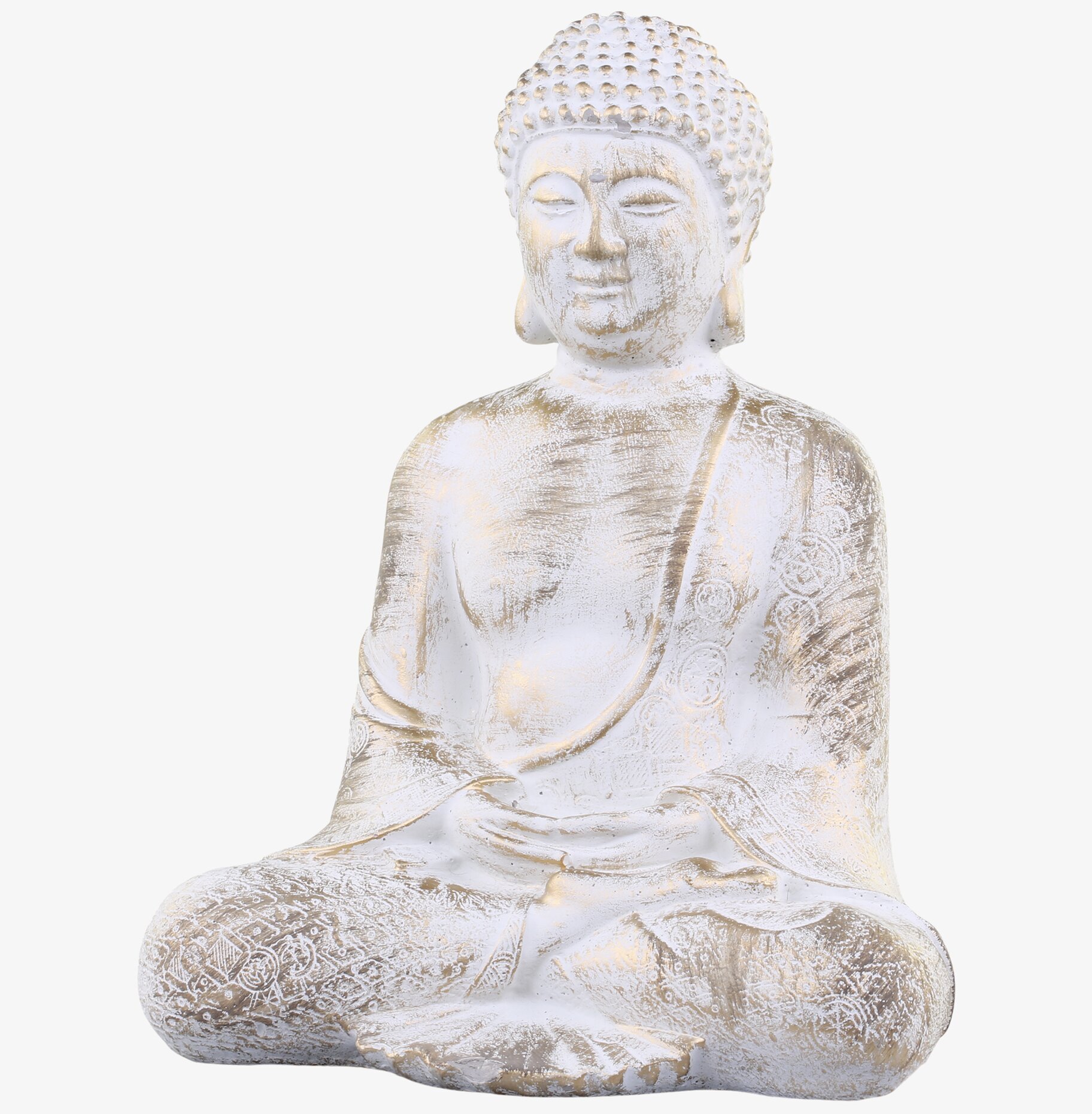 Vittel Buddha Med Guldmönster från Chic Antique i meditation