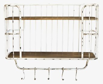 Vägghylla M. 5 Krokar Antik Creme från Chic Antique