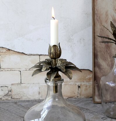 Ljushållare Blomma Flaska Antik Mässing Chic Antique Ljusstakar Adventsstakar Ljushyllor