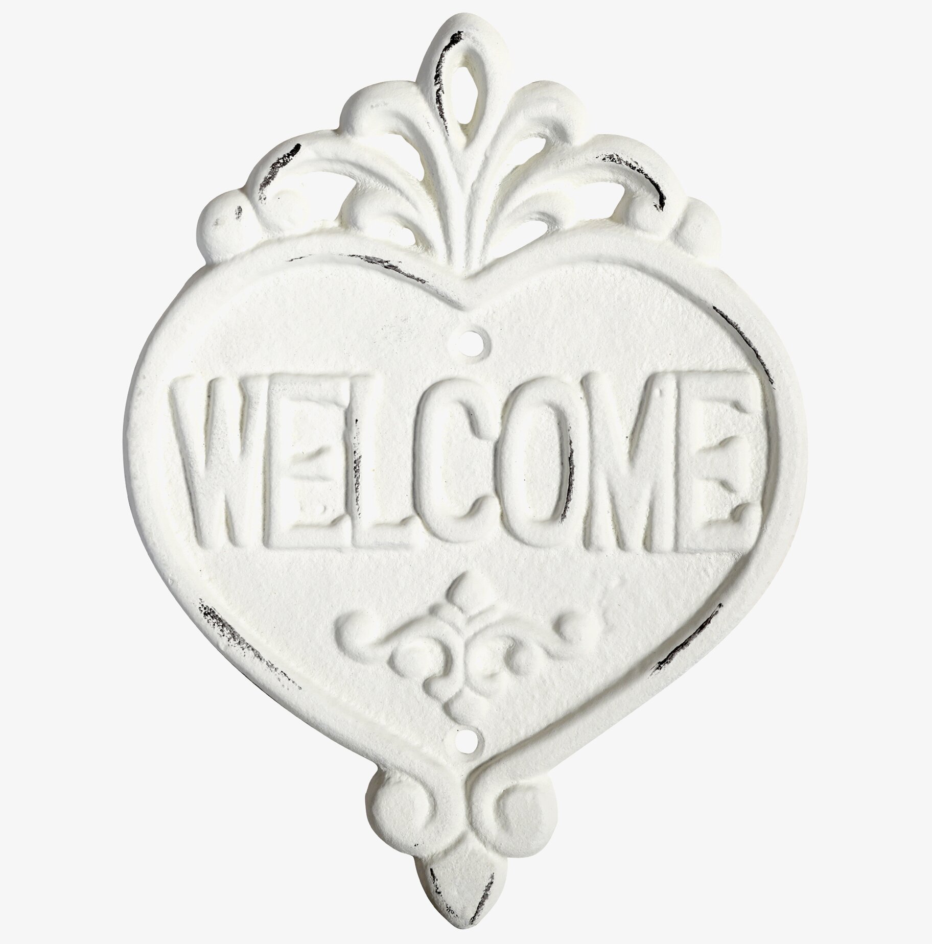 Skylt Welcome Antique Creme från Chic Antique, hjärtformad