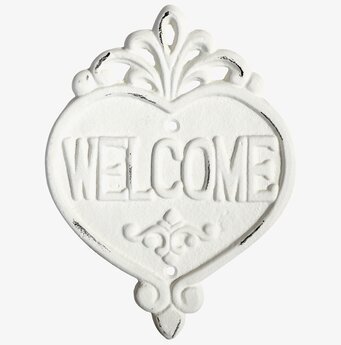 Skylt Welcome Antique Creme från Chic Antique, hjärtformad