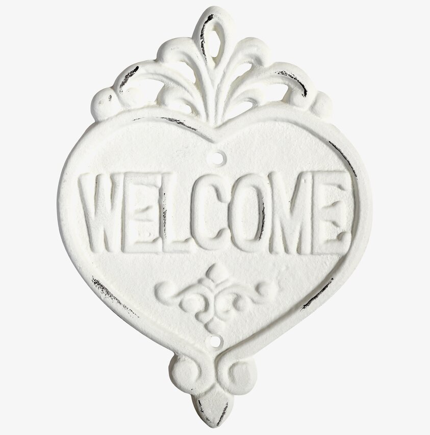 Skylt Welcome Antique Creme från Chic Antique, hjärtformad