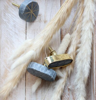 Marmorknopp Mässing Mässingskant Chic Antique Knoppar Väggknoppar Klädhängare