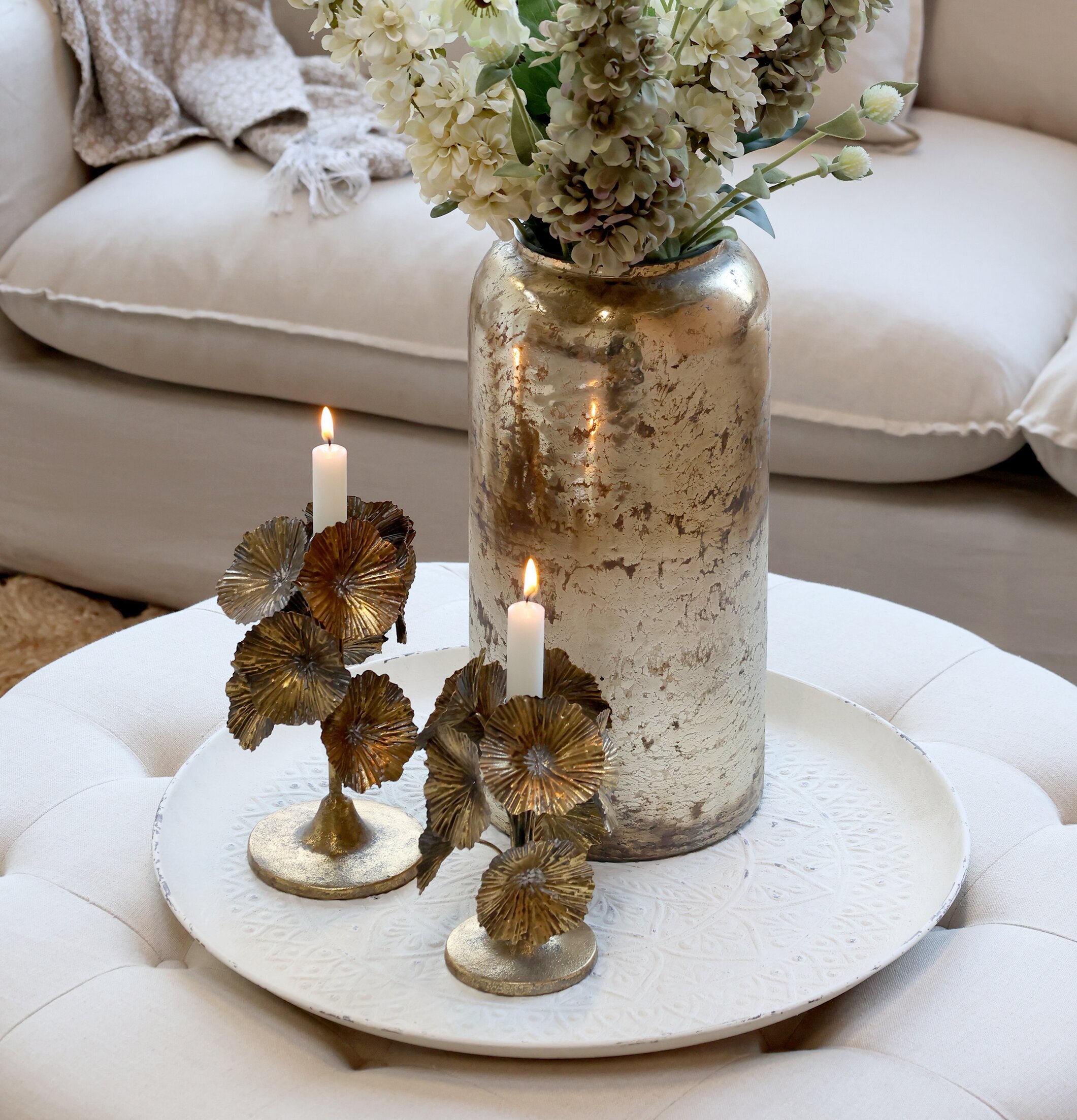 Ljusstake Blomster Antik Mässing Liten från Chic Antique