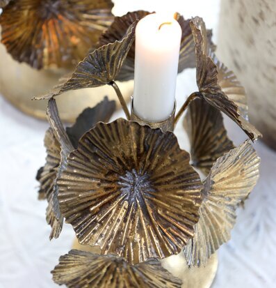 Ljusstake Blomster Antik Mässing Liten från Chic Antique