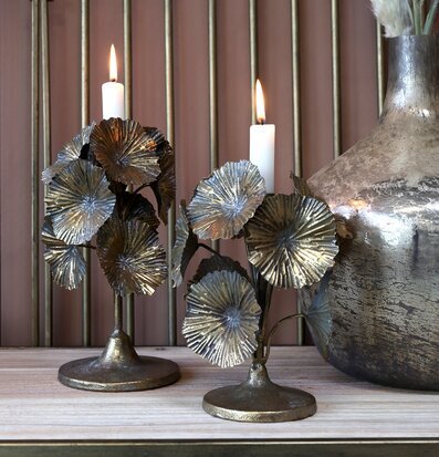 Ljusstake Blomster Antik Mässing Liten från Chic Antique