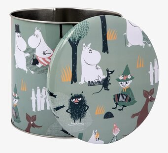 Bild av fantasifull plåtburk med Muminmotiv