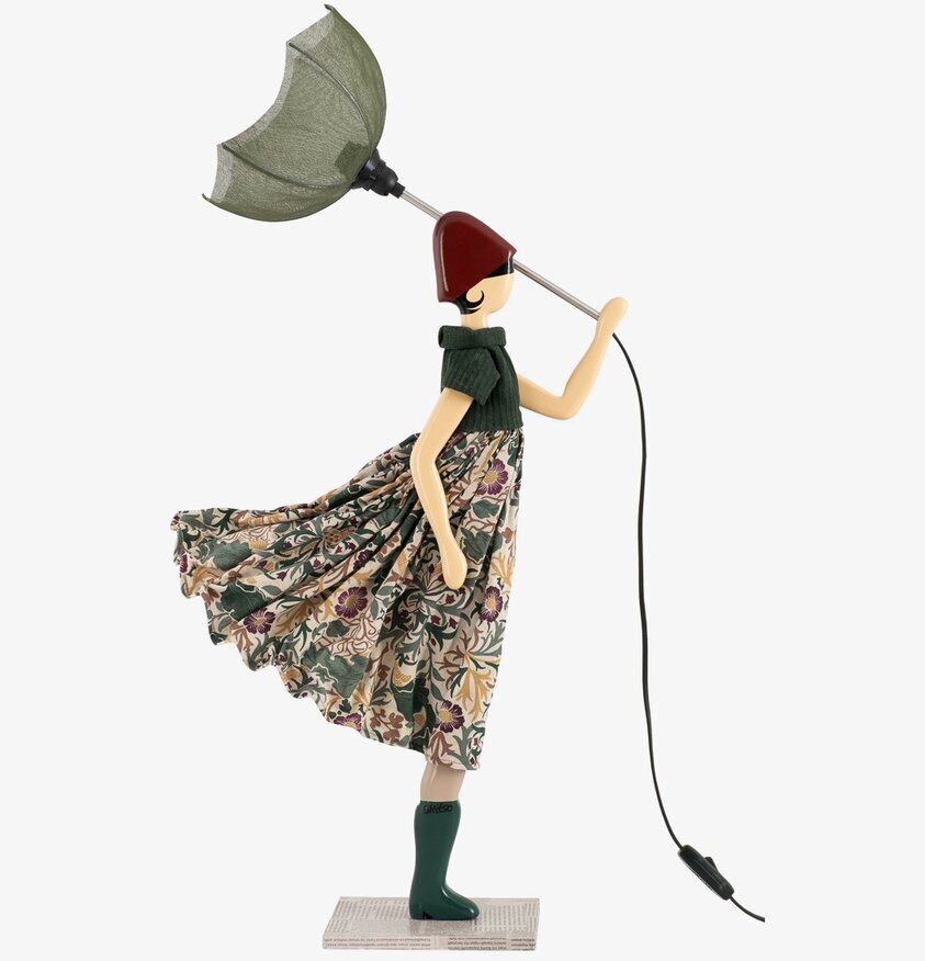 Bordslampa Neferet från Skitso med kvinnofigur och paraply