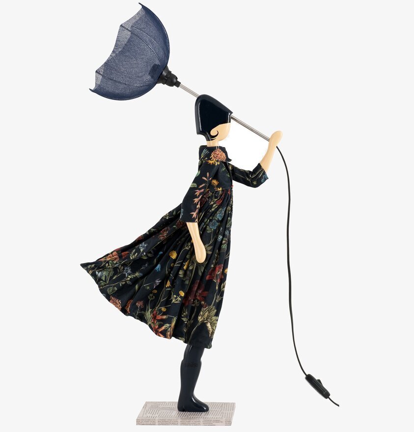 Bordslampa Zakinda från Skitso med kvinnlig figur och paraply