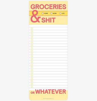 Groceries and Shit - Make-a-List från Knock Knock i gult
