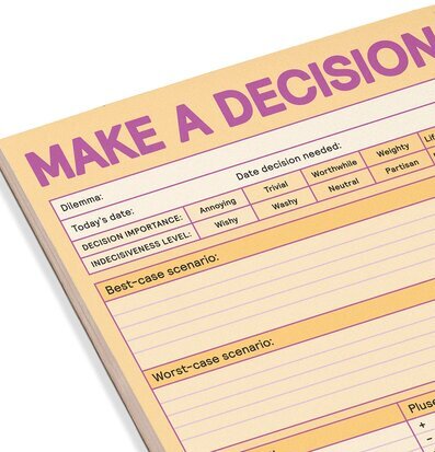 Make a Decision Pad från Knock Knock i gul-orange färg