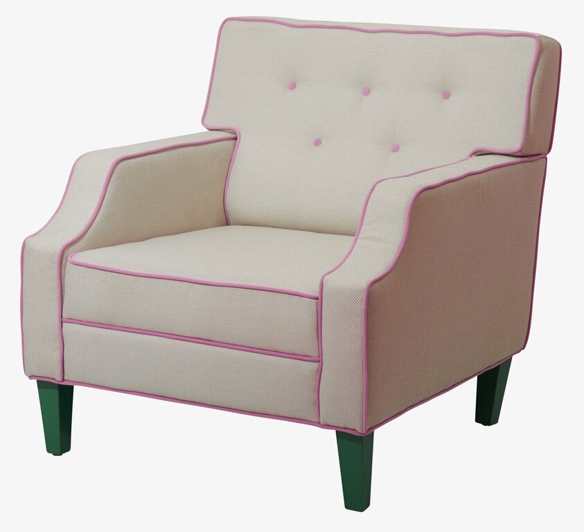 Chair Cream With Pink Piping från Rice med rosa kantband