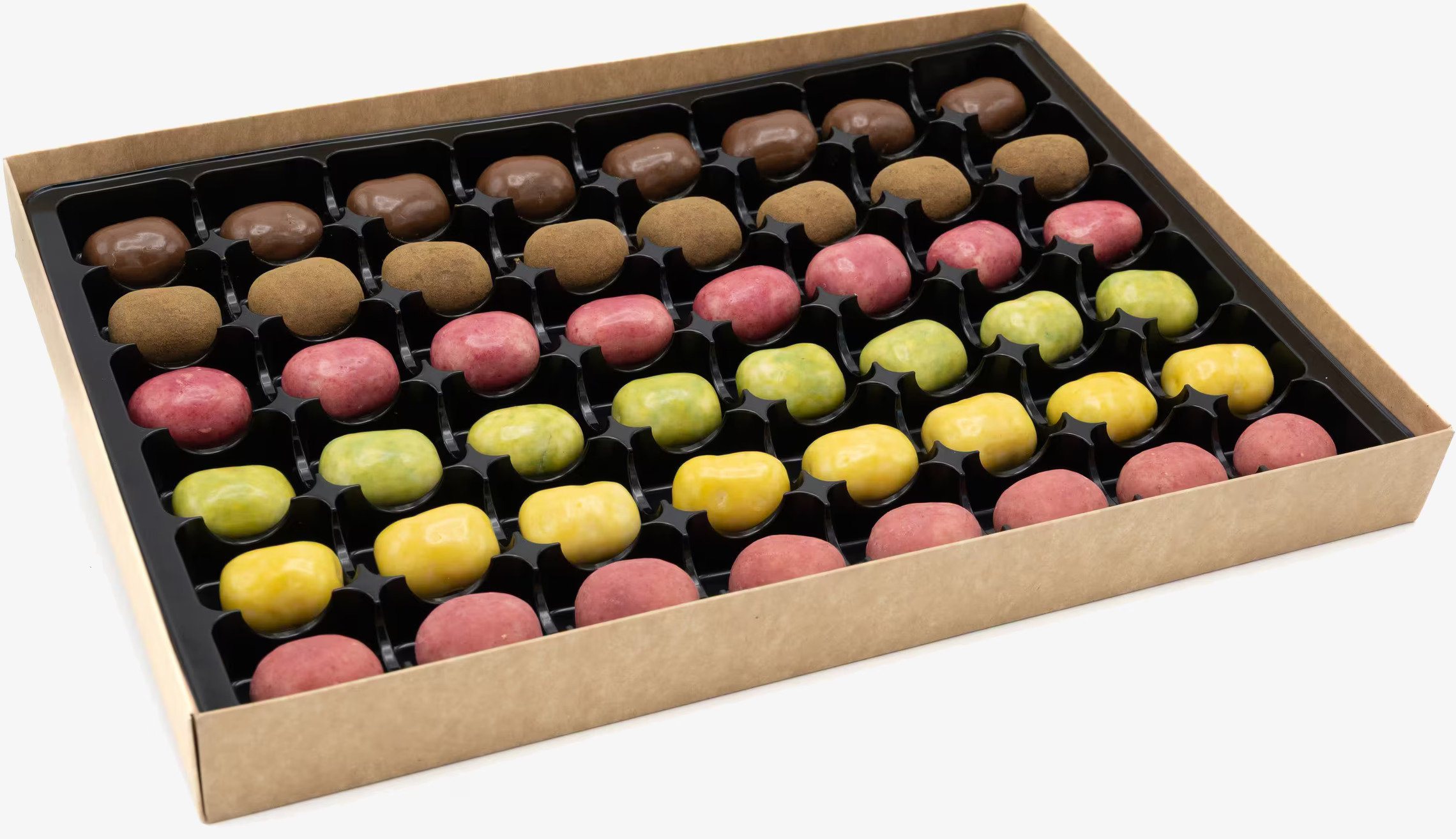 Presentask N°48 från Narr Chocolate med färgglada praliner