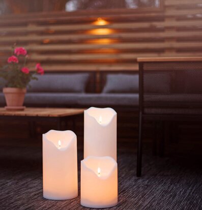 LED Blockljus Flamme Medium från Star Trading i uterum