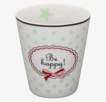Happy Mugs - Be Happy från Krasilnikoff med gröna stjärnor