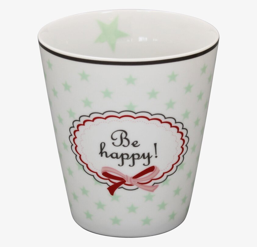 Happy Mugs - Be Happy från Krasilnikoff med gröna stjärnor