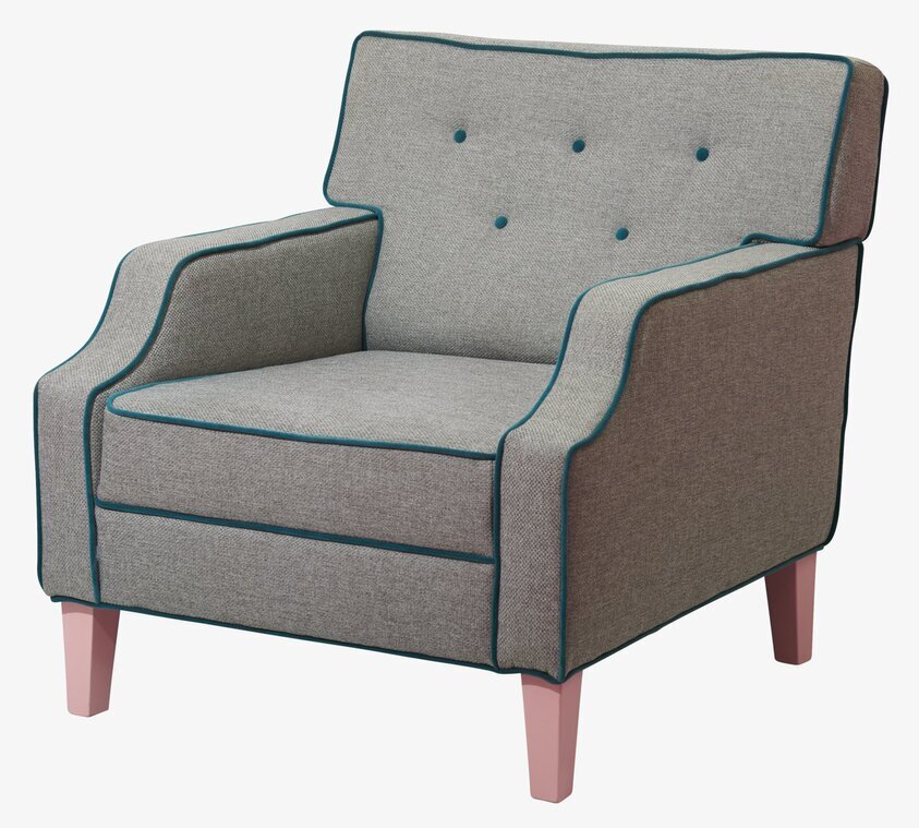 Chair Cream With Petrol Piping från Rice, modern fåtölj