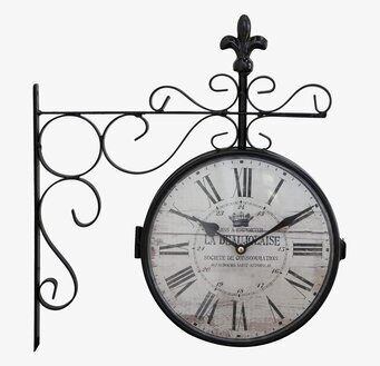 Väggklocka Dubbelsidig Svart Chic Antique Väggklockor