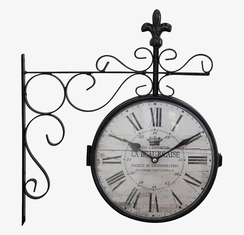 Väggklocka Dubbelsidig Svart från Chic Antique, klassisk design