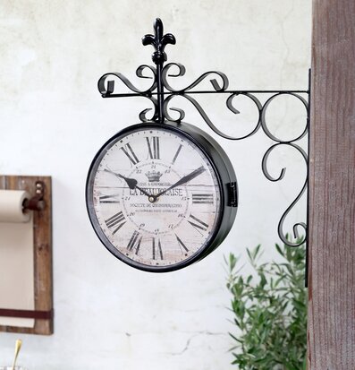 Väggklocka Dubbelsidig Svart Chic Antique Väggklockor