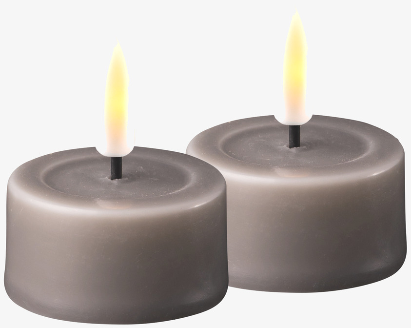Värmeljus LED Grå 2-Pack från Deluxe Homeart på neutral yta