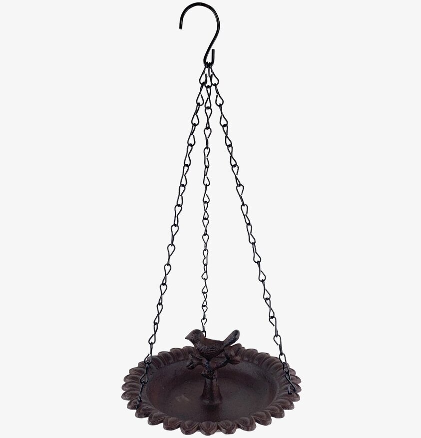 Fågelbad Hängande Brun från Västanvinden i rustik metall