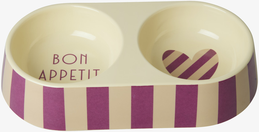 Katt- & Hundskål Striped Heart från Rice med randigt mönster