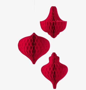 Honeycombs Röd från Talking Tables, tre hängande dekorationer