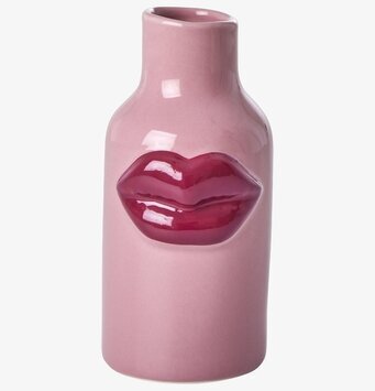 Keramikvas Pink Lips från Rice med skulpterade läppar