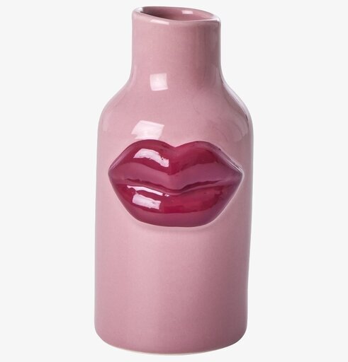 Keramikvas Pink Lips från Rice med skulpterade läppar