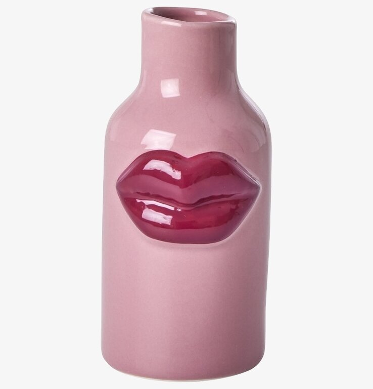 Keramikvas Pink Lips från Rice med skulpterade läppar