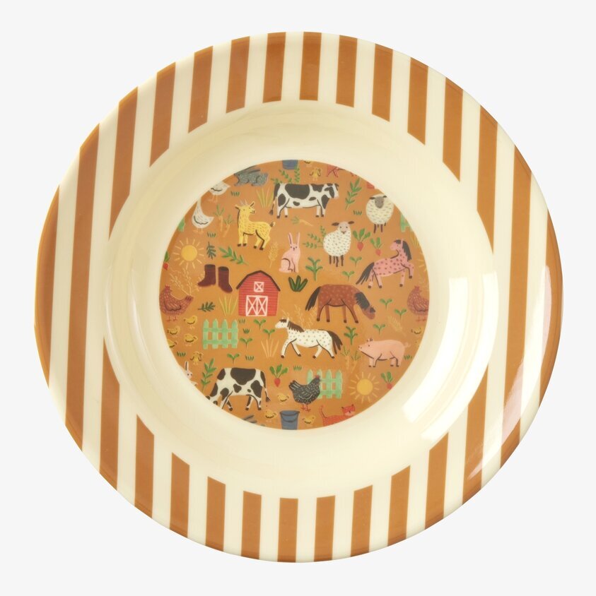 Djup Tallrik Farm Print från Rice med bondgårdsmotiv