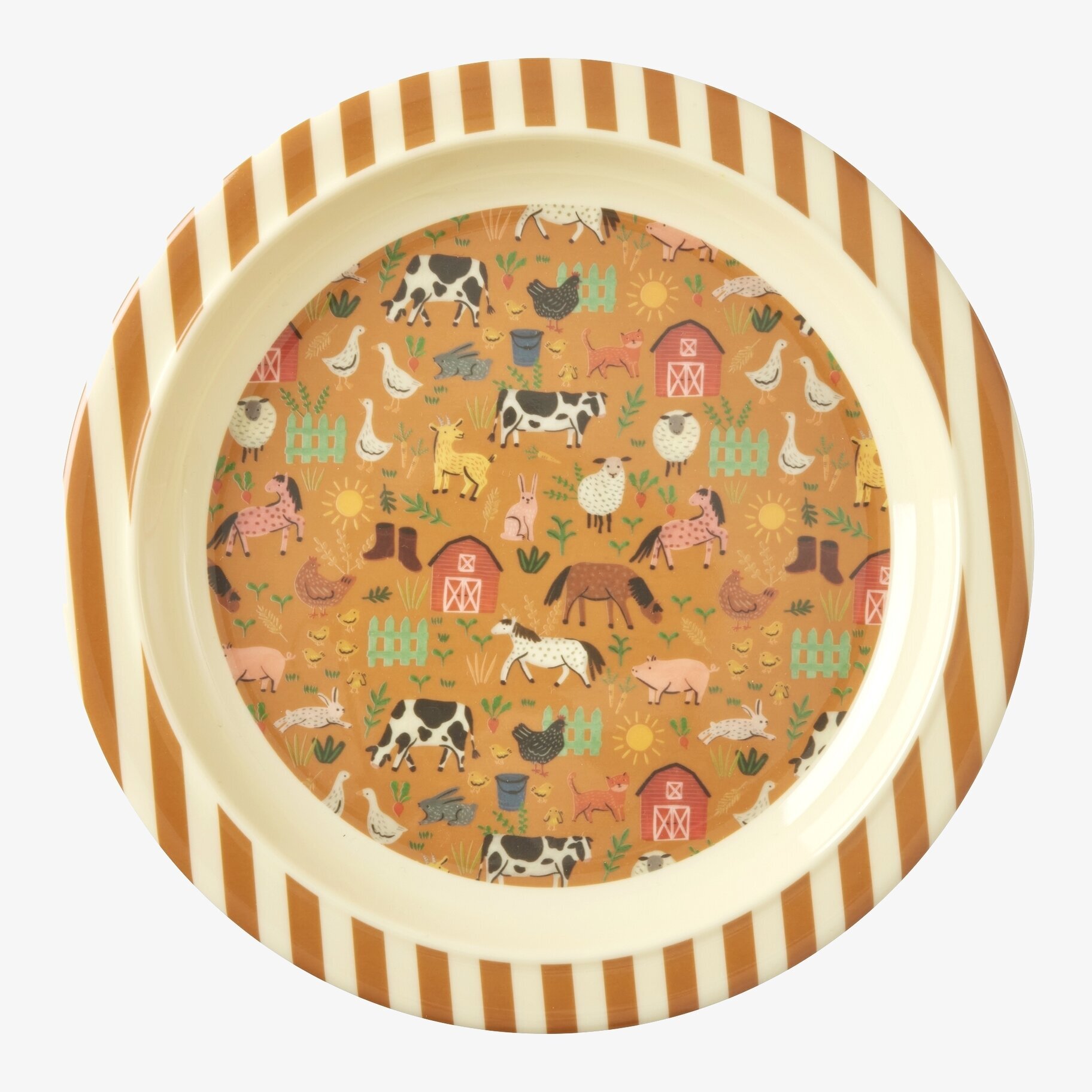 Barntallrik Farm Print från Rice med lantbruksmotiv