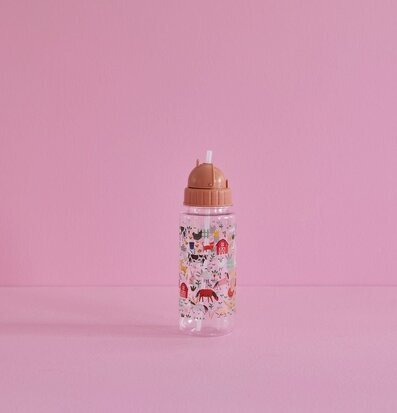 Dryckesflaska Farm Print från Rice med färgglada gårdsdjur