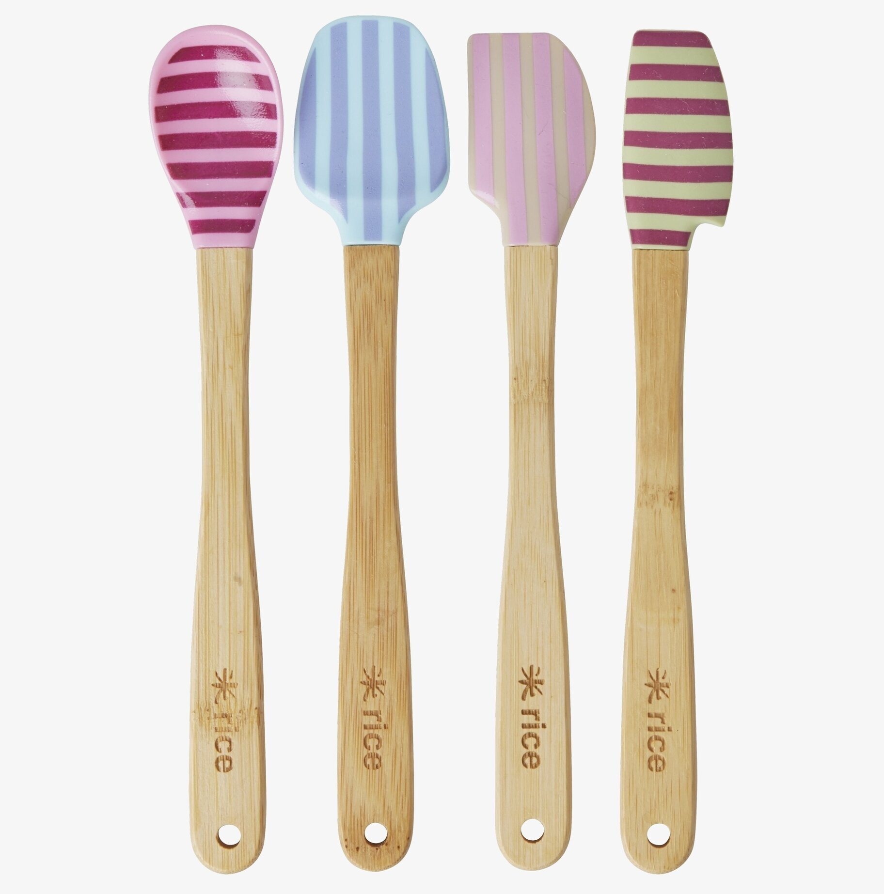 Silikonskrapor Set/4 från Rice med färgglada mönster