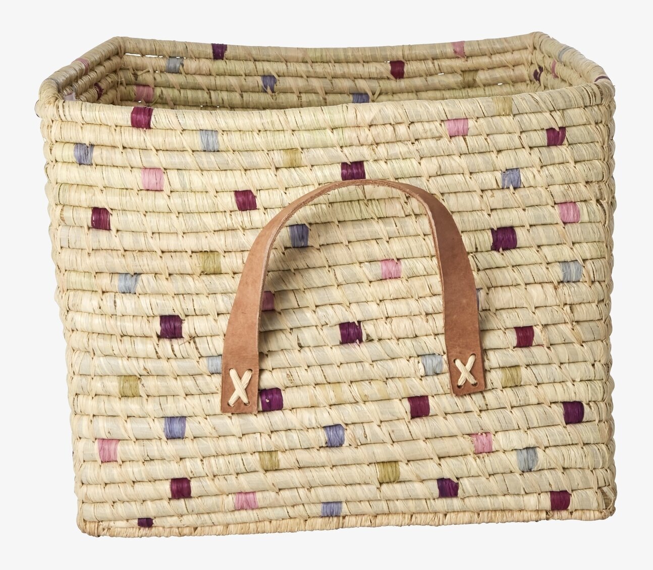 Raffiakorg Dots In Lavender från Rice med färgglada prickar