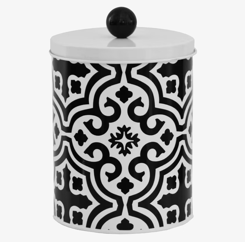 Plåtburk Casablanca Svart från La Shelf med geometriskt mönster