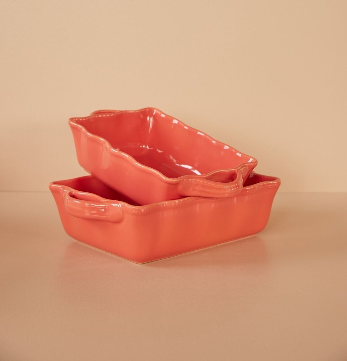 Ugnsform Medium Korall från Rice, staplade och glaserade