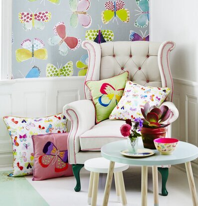 Wing Chair Cream With Pink Piping från Rice i livfull miljö