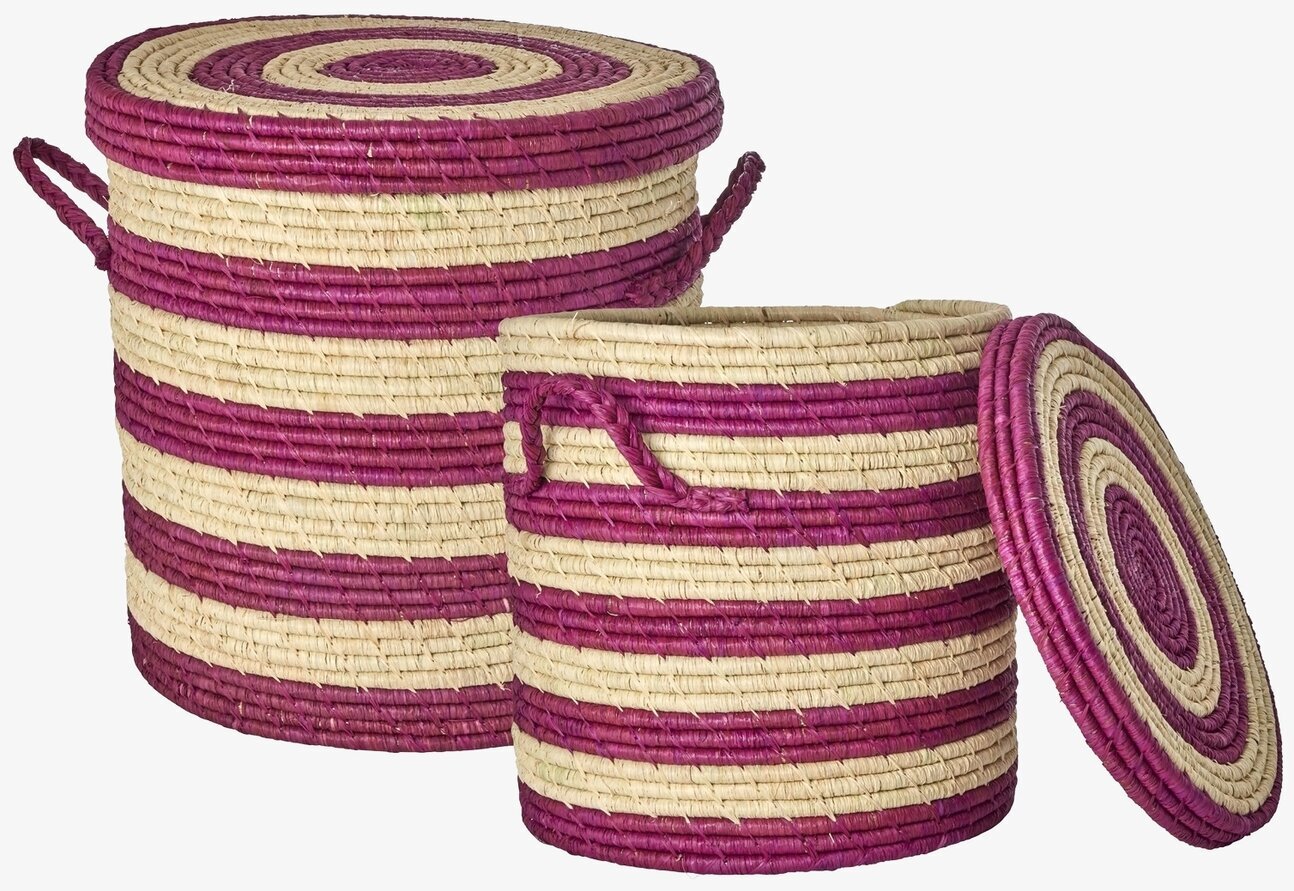 Tvättkorg Aubergine Stripes från Rice med randigt mönster