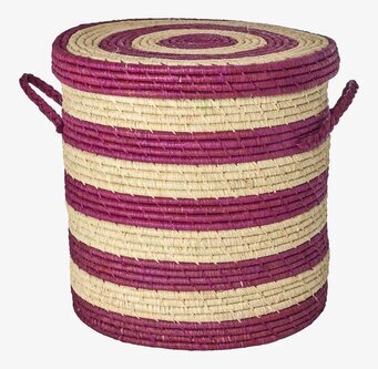 Tvättkorg Aubergine Stripes från Rice med randigt mönster