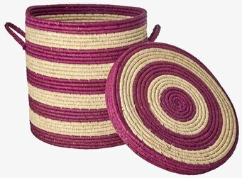 Tvättkorg Aubergine Stripes från Rice med randigt mönster