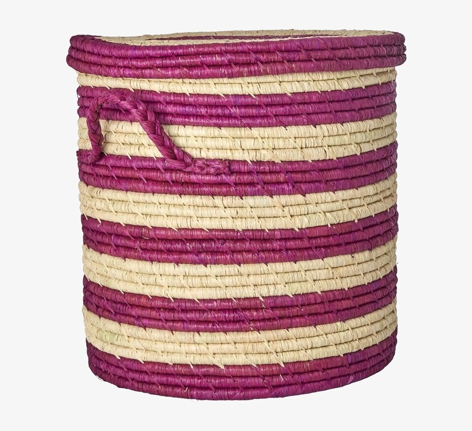 Tvättkorg Aubergine Stripes från Rice med ränder och handtag