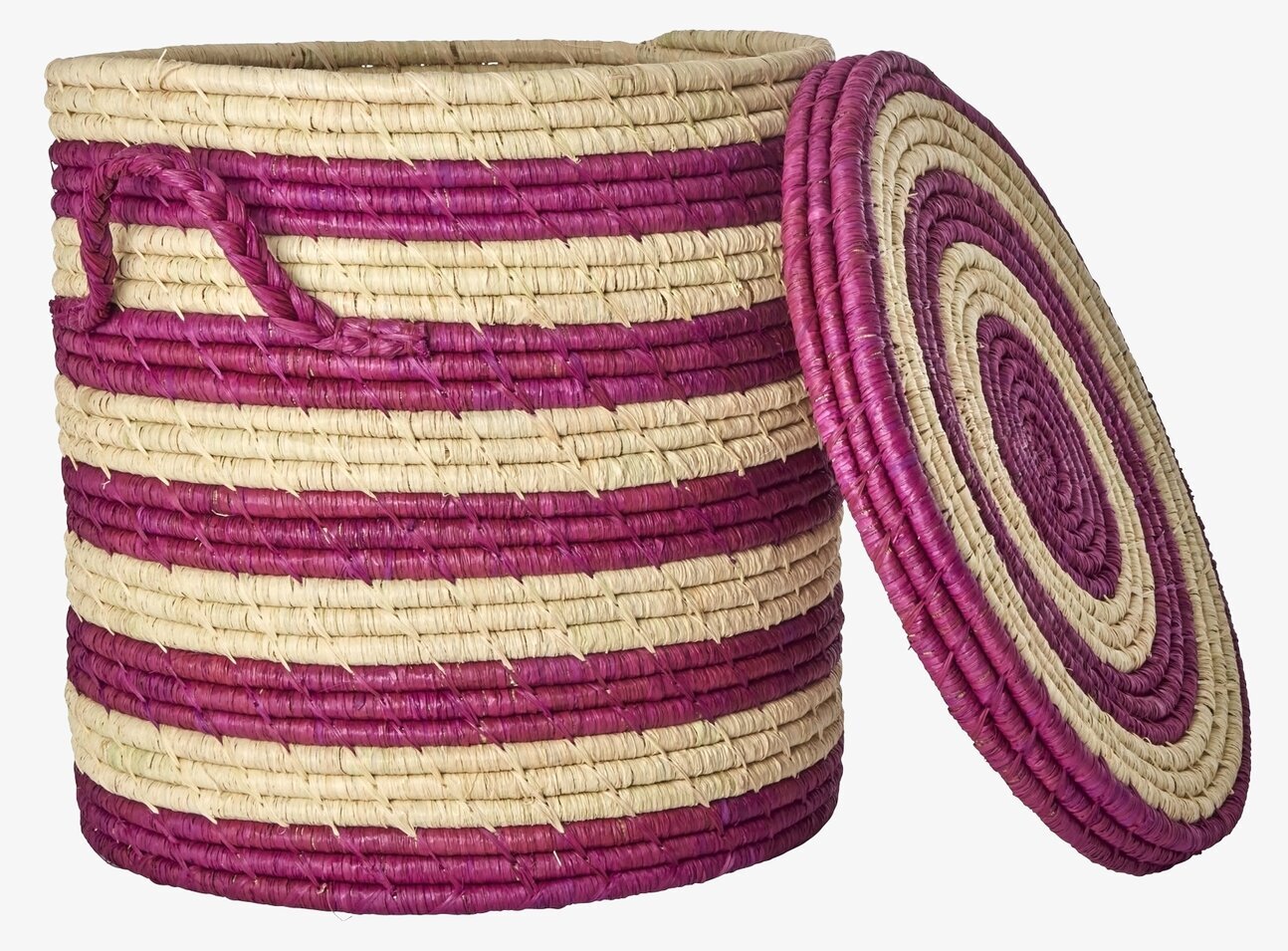 Tvättkorg Aubergine Stripes från Rice med randigt mönster