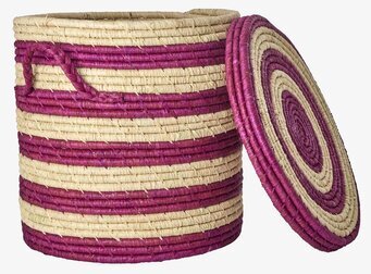 Tvättkorg Aubergine Stripes från Rice med randigt mönster