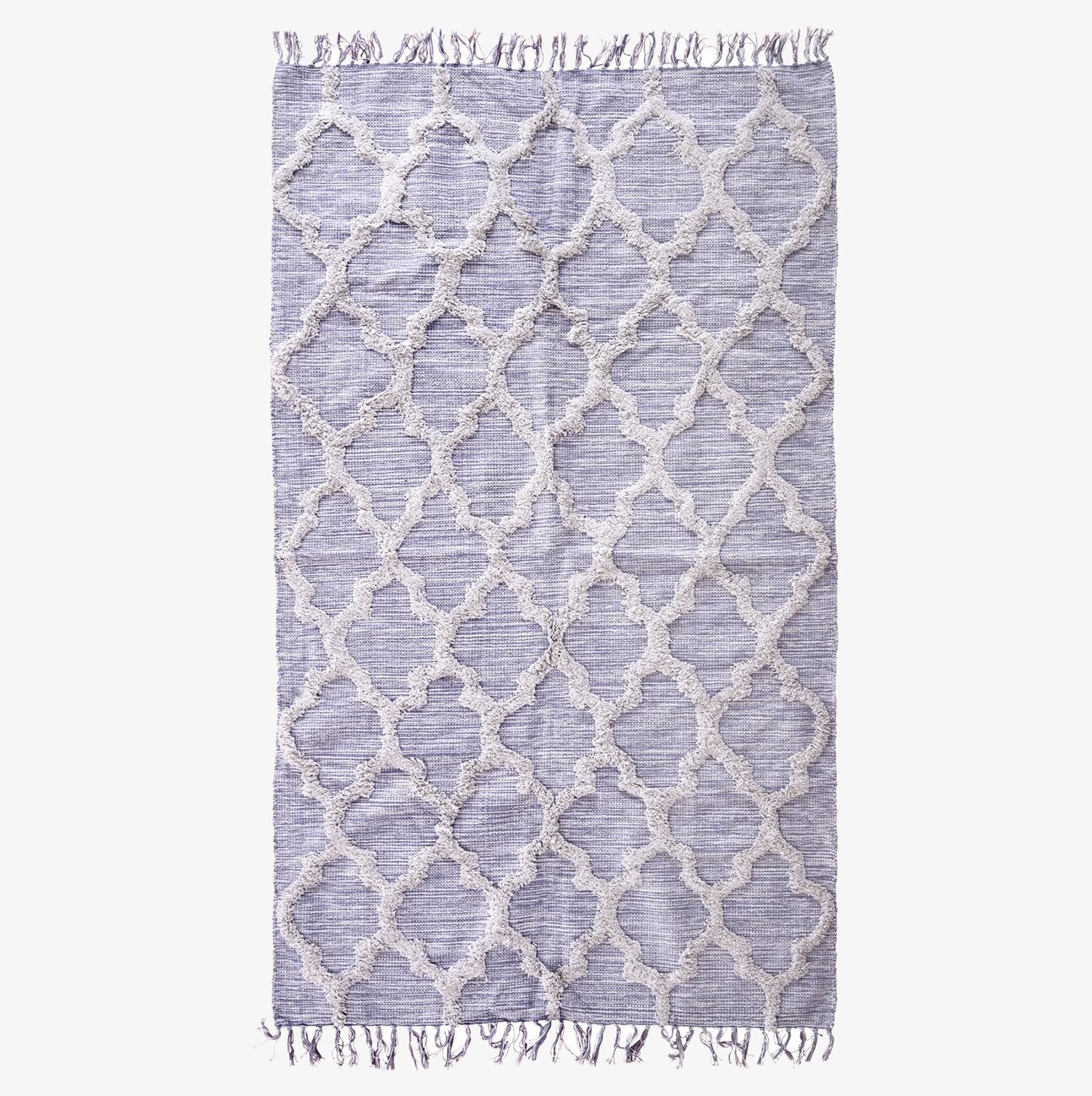 Golvmatta Lavendel från Rice med lila nyans och vita mönster