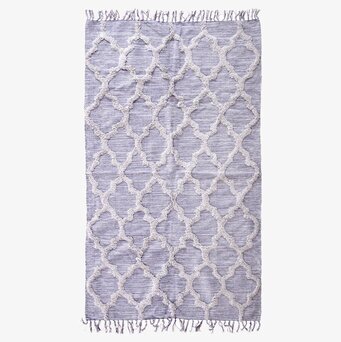Golvmatta Lavendel från Rice med lila nyans och vita mönster