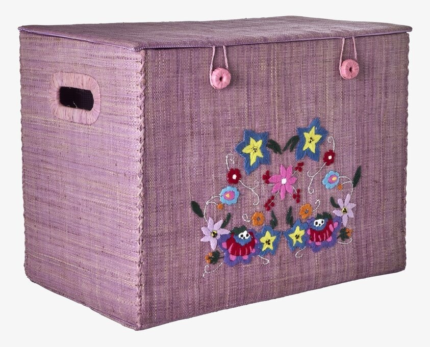 Förvaringsbox Broderade Blommor Small från Rice, ljuslila