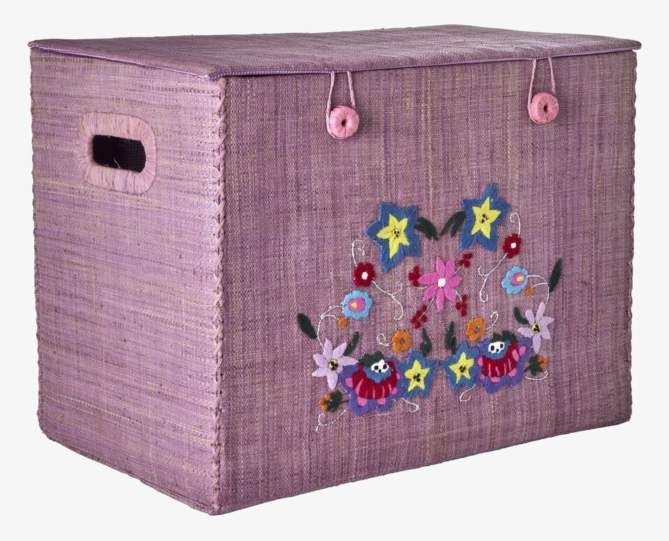 Förvaringsbox Broderade Blommor Small från Rice, ljuslila