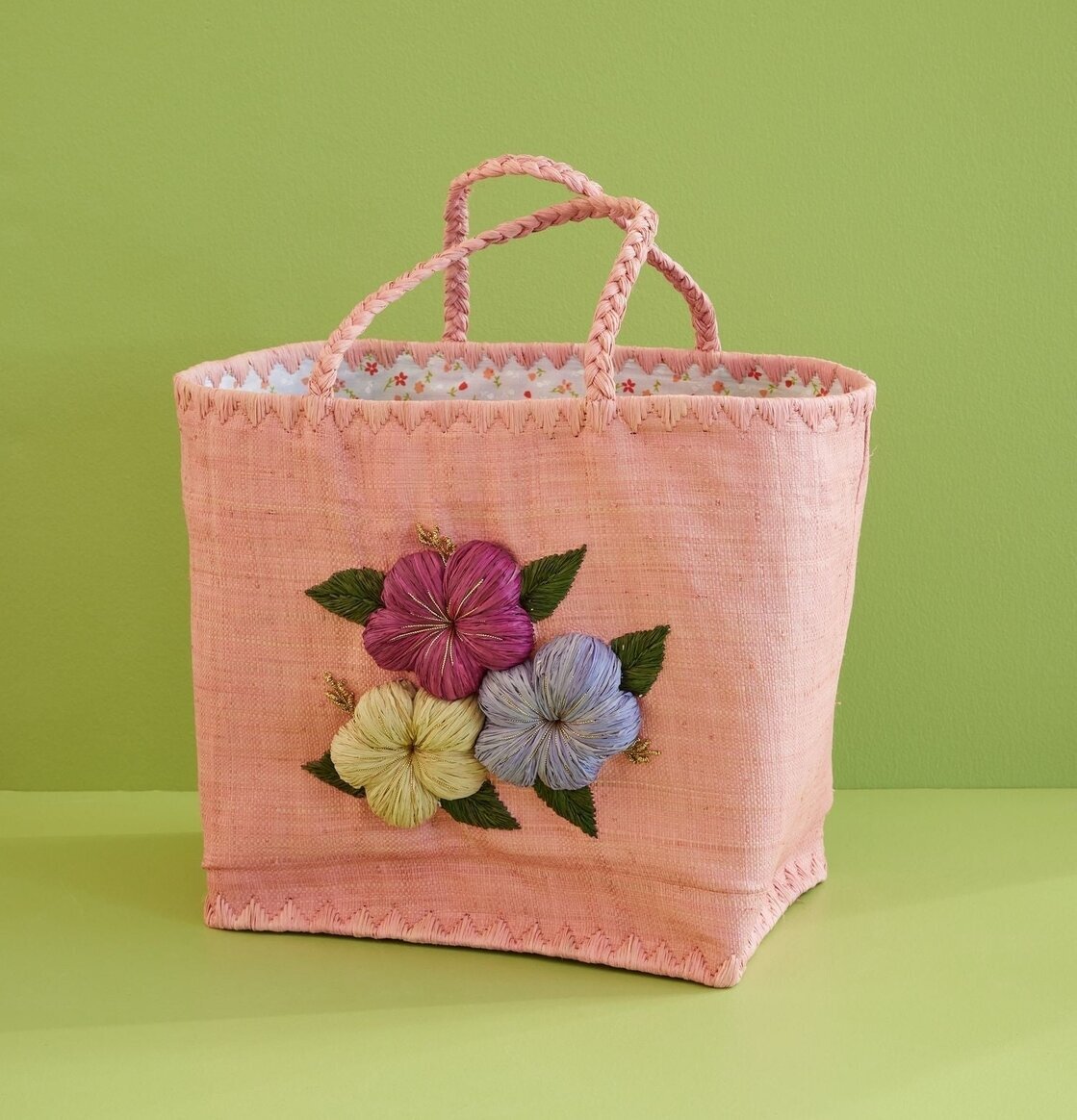 Väska Heavy Flower Embroidery Pink från Rice med blommor
